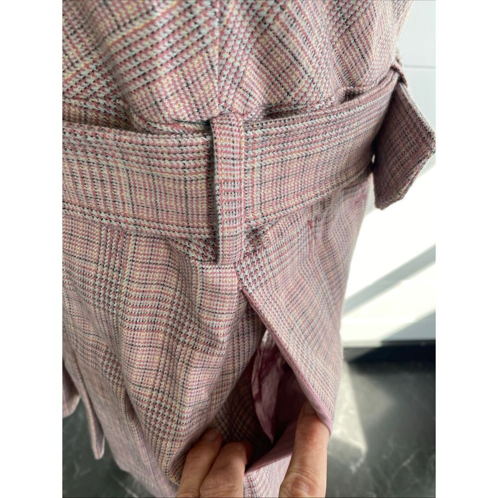 Free People Sevi Plaid Mini Dress Puff Sleeve Grey and Pink Combo Size M NWOT - Picture 8 of 12
